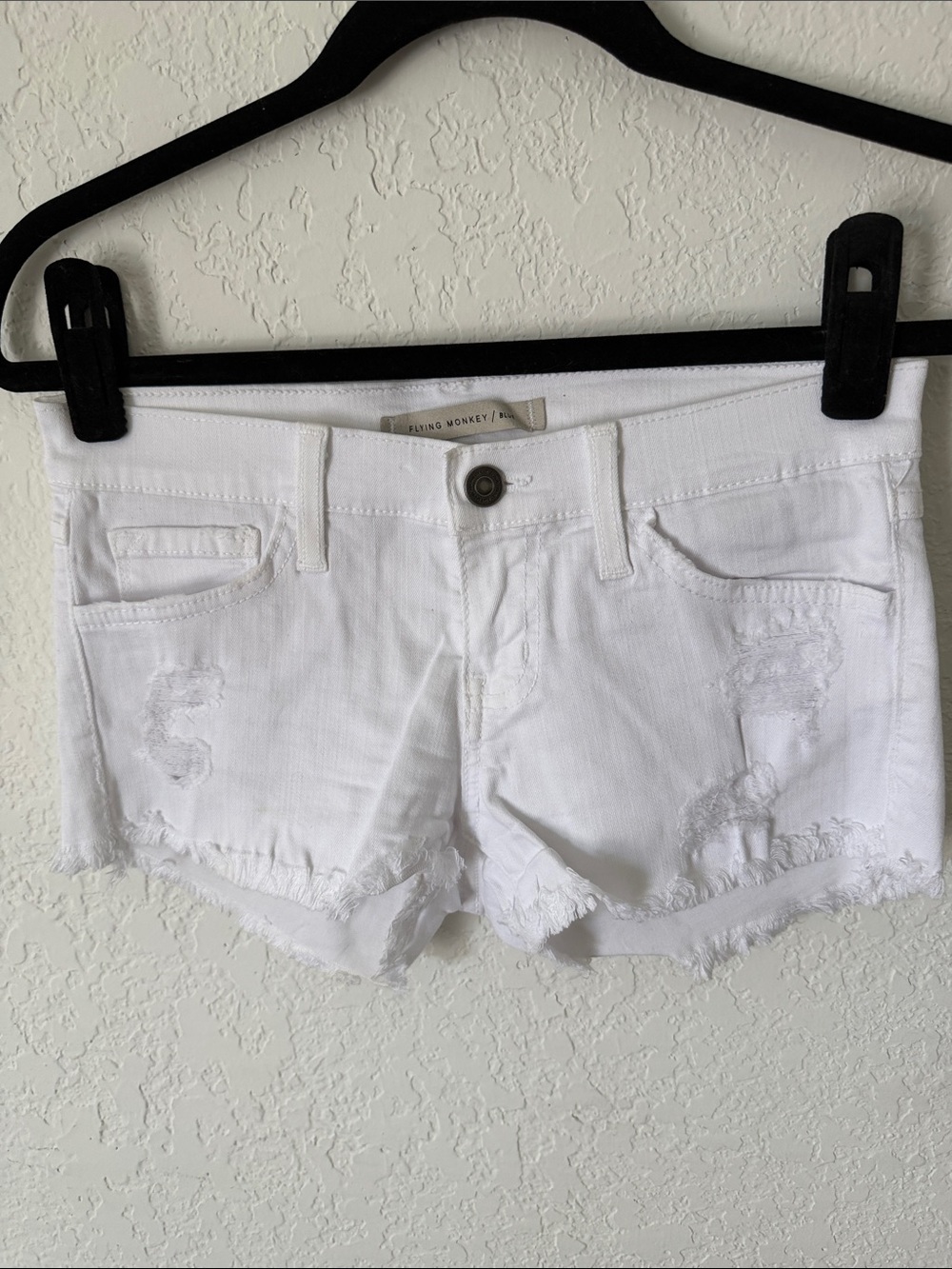 Flying Monkey White Distressed Denim Cutoff Shorts